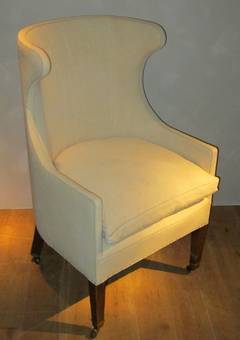 Pair Of Custom High Back Wing Chairs