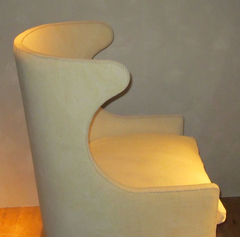 Pair Of Custom High Back Wing Chairs