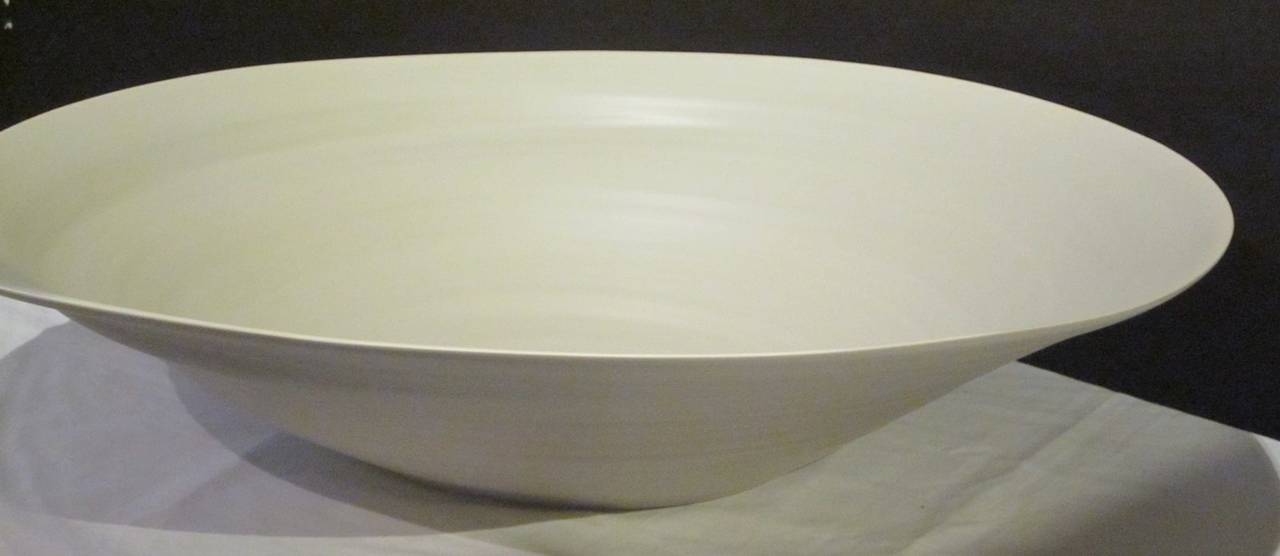 Italian Handmade Large Fine Ceramic Linen Deep Bowl, Italy, Contemporary