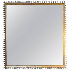 Gold Gilt Square Looped Border Mirror, France, 1950s