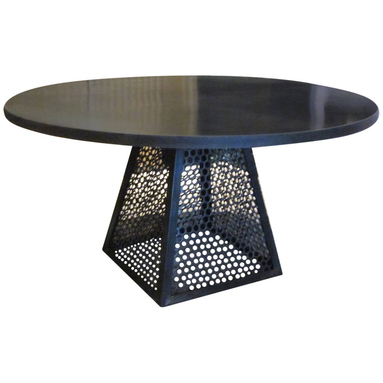 Contemporary Round Industrial Steel Dining Table For Sale at 1stdibs