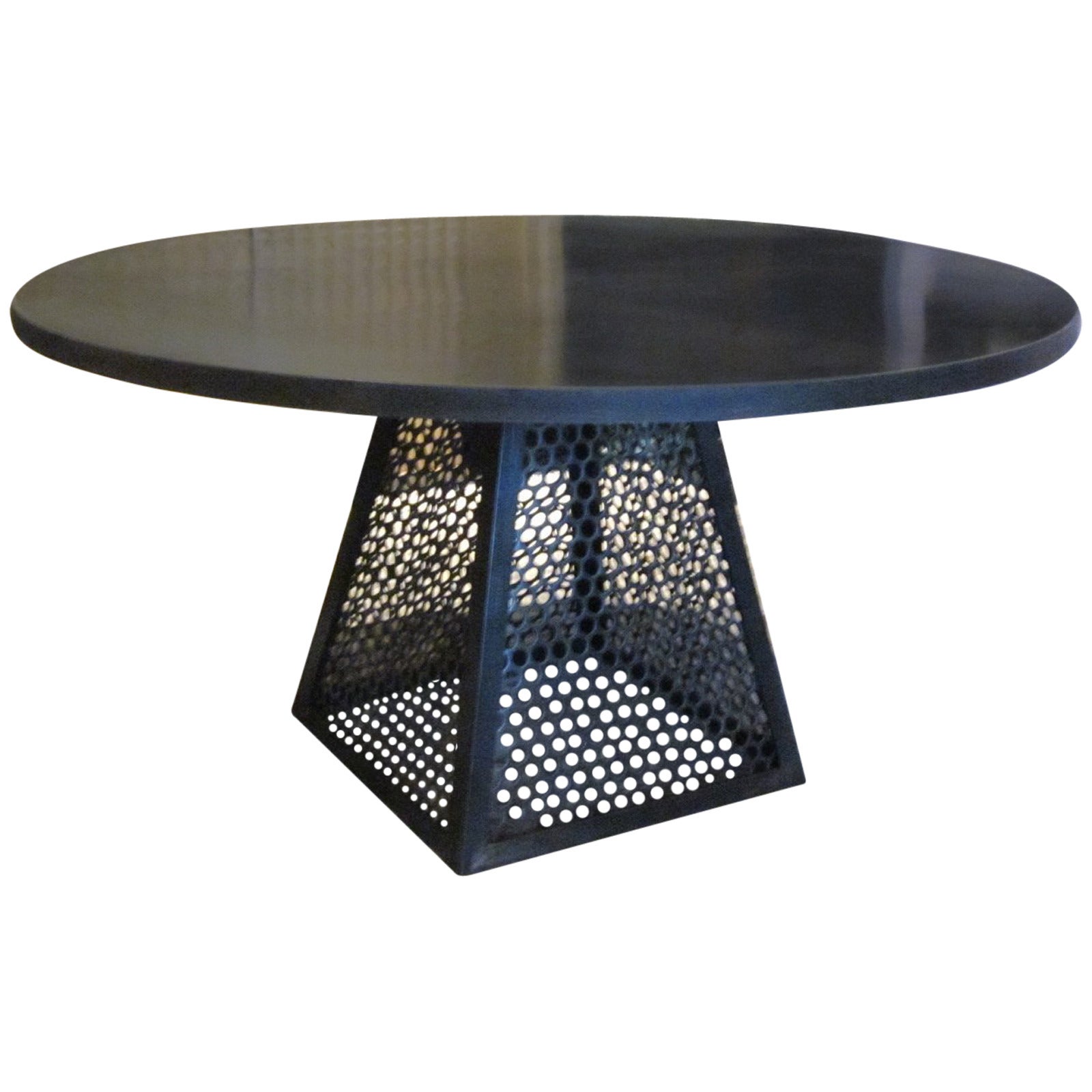 Round Industrial Steel Dining Table, Contemporary