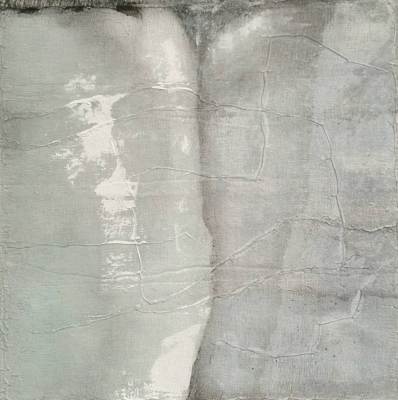 Contemporary abstract painting by Belgian artist Diane Petry.
The colors of this acrylic painting are pale blue and shades of grey.
The artist creates her own canvas using mixed media.
Archivally mounted on museum board in an anodized black aluminum