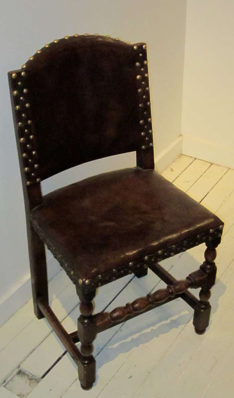 Set of 6 French Leather Dining Chairs