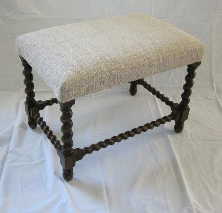 Wood 1920's French Spool Leg Foot Stools