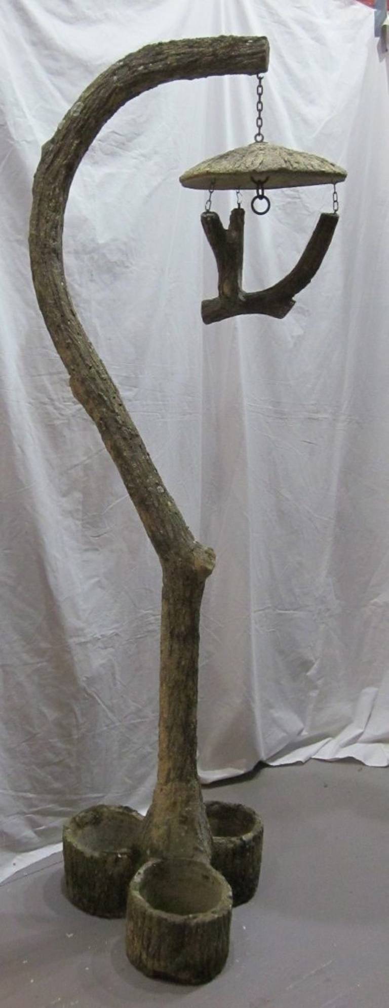 1940s Faux Bois Large Bird Feeder And Planter, Belgium