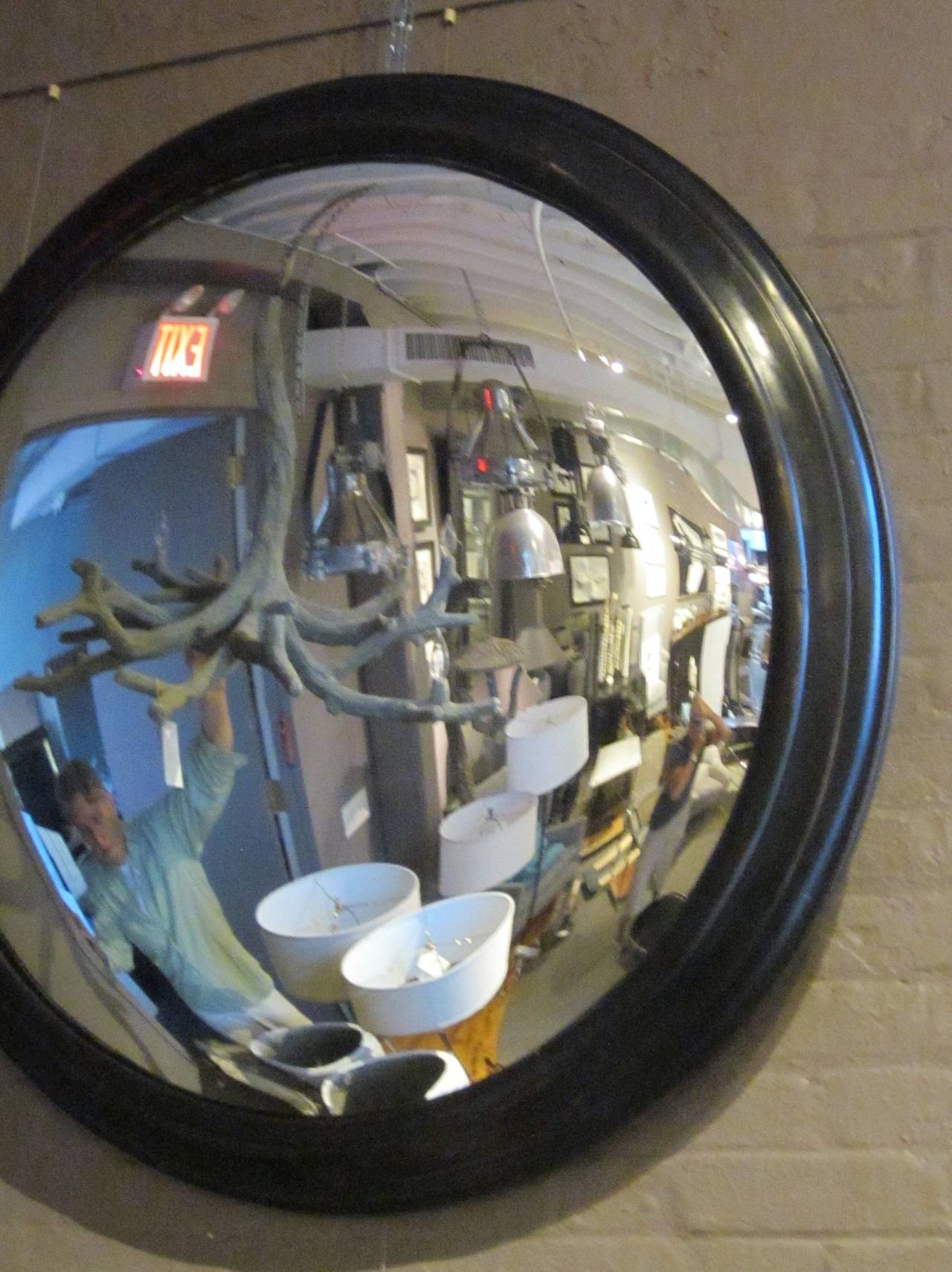 Round Convex Mirror In Black Frame, Extra Large Round Convex Mirror