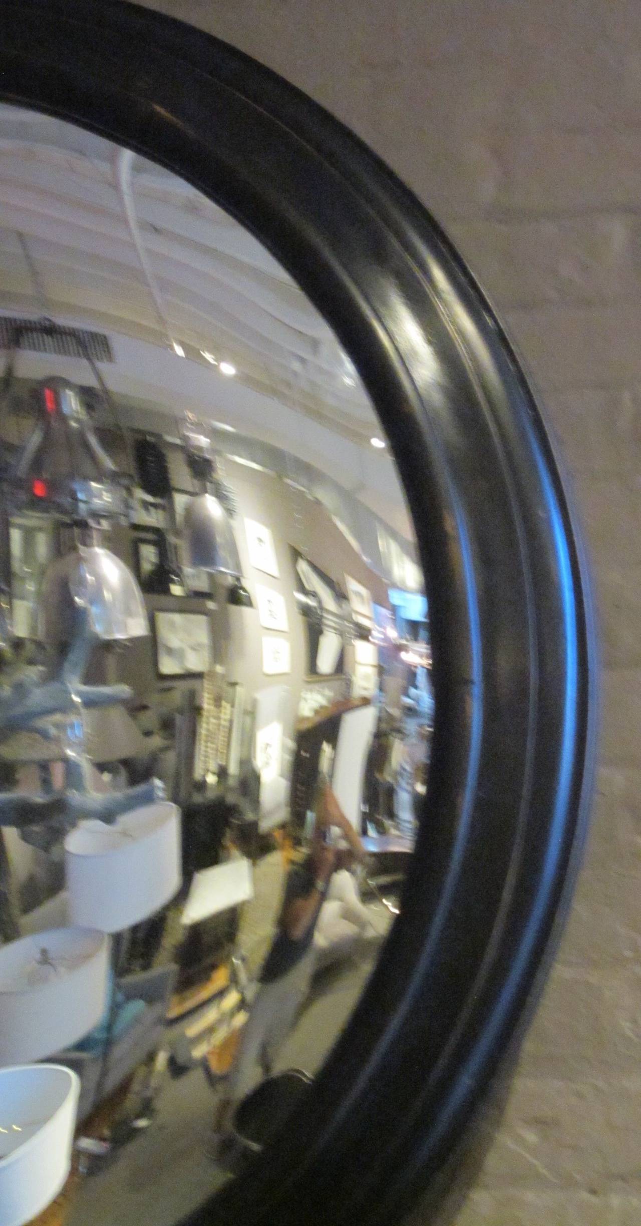 French Napoleon Iii Extra Large Round Convex Mirror In Black Frame French Napoleon Iii Extra Large Round Convex Mirror In Black Frame 19th Century
