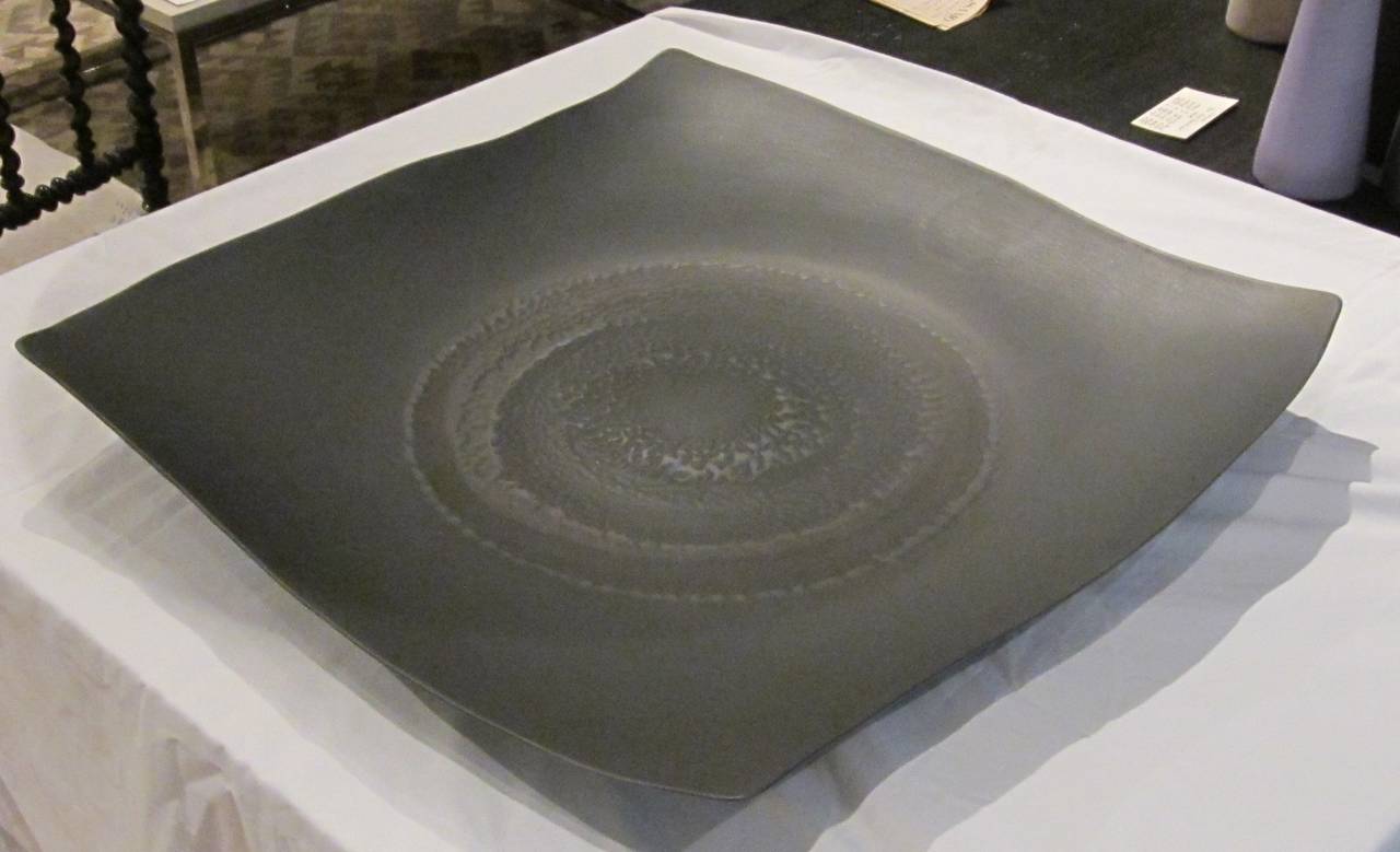 Hand Made Fine Ceramic Extra Large Black Square Platter, Italy, Contemporary