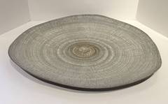 Hand Made Fine Ceramic Taupe Birch Motif Platter, Italy, Contemporary