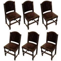Set of 6 French Leather Dining Chairs Set of 6 French Leather Dining Chairs