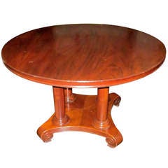 19th Century Round Mahogany Center Hall Or Side Table, France 4