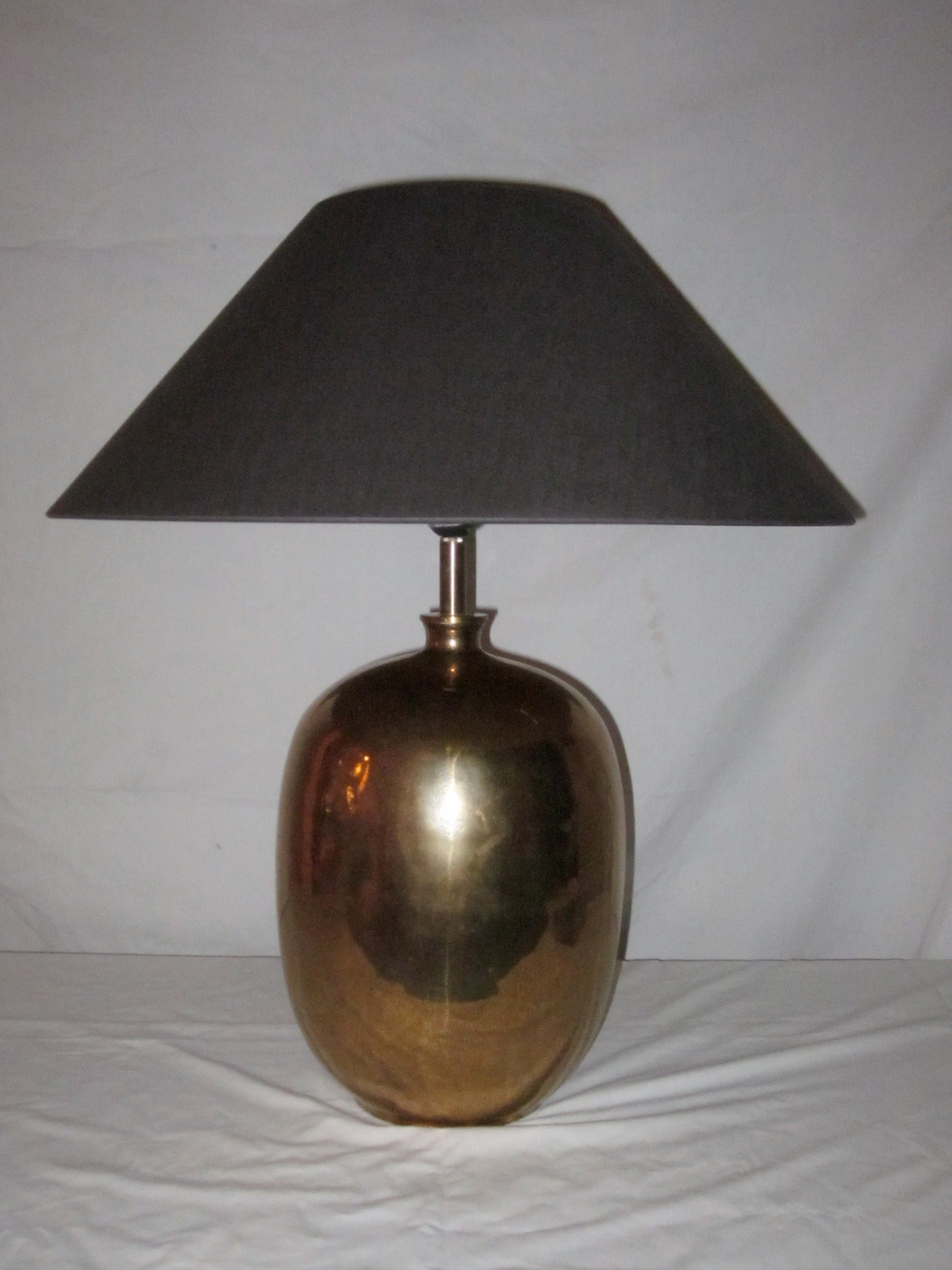 Pair of Gold Faux Shagreen Porcelain Egg-Shaped Lamps, Contemporary