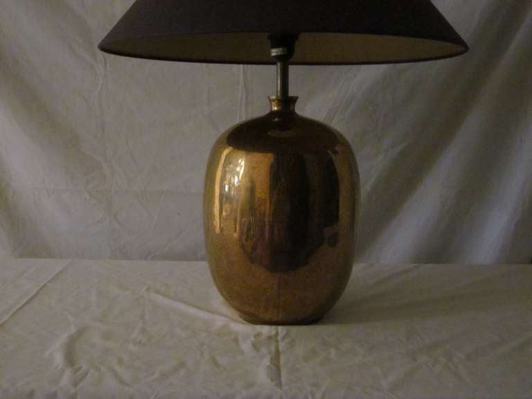 Unknown Pair of Gold Faux Shagreen Porcelain Egg-Shaped Lamps, Contemporary