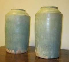 Contemporary Chinese Pair Cylinder Shape Vases
