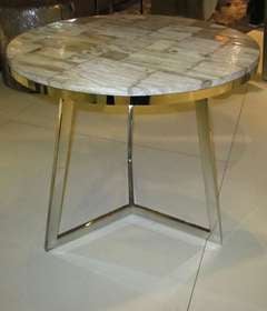 Indonesian Petrified Wood Slice Top Side Table