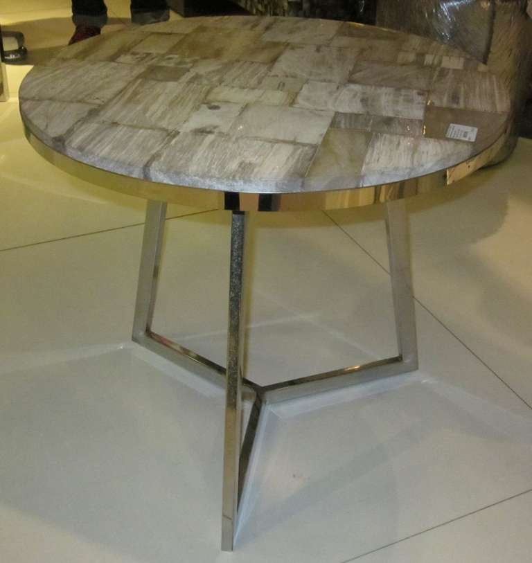 Indonesian Petrified Wood Slice Top Side Table at 1stdibs