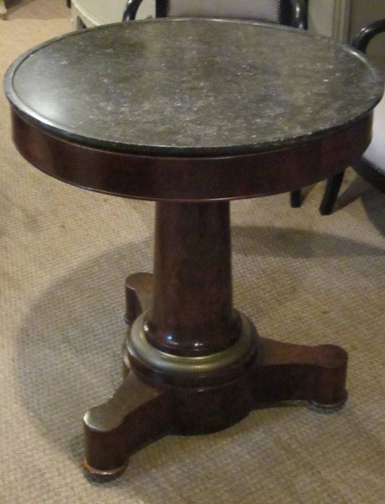 19th Century Gueridon with Marble Top on Mahogany base, French Empire