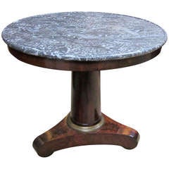 Antique 19th C. French Gueridon with Mahogany Base and Marble Top