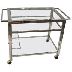 Italian Chrome and Glass Bar Cart