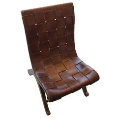1940's Spanish Valenti Woven Leather Chair.