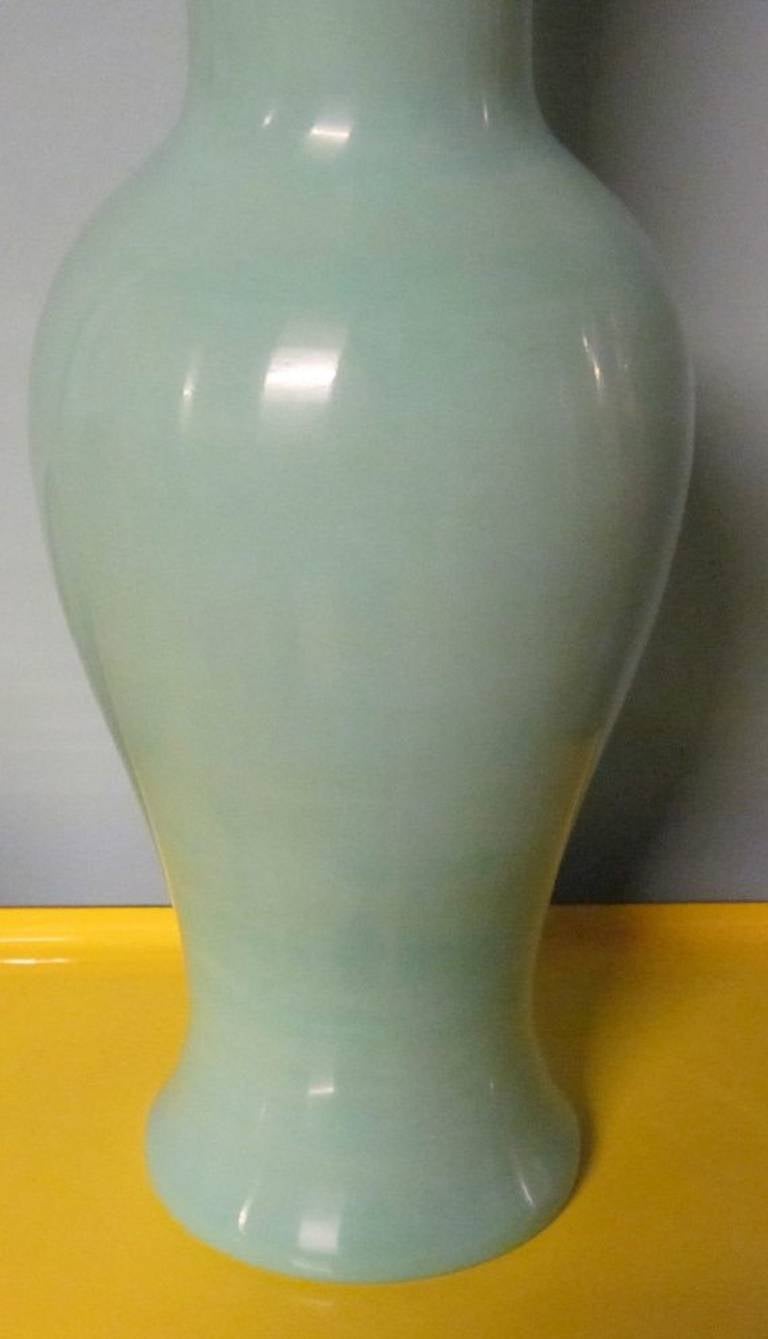 Chinese Pair of Turquoise Glass Vases, China, Contemporary