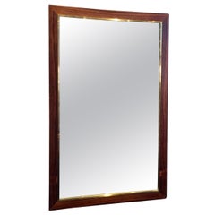 1940s Pallisandre or Rosewood and Brass Trim Mirror, France