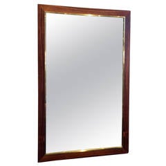 1940s Pallisandre or Rosewood and Brass Trim Mirror, France 2