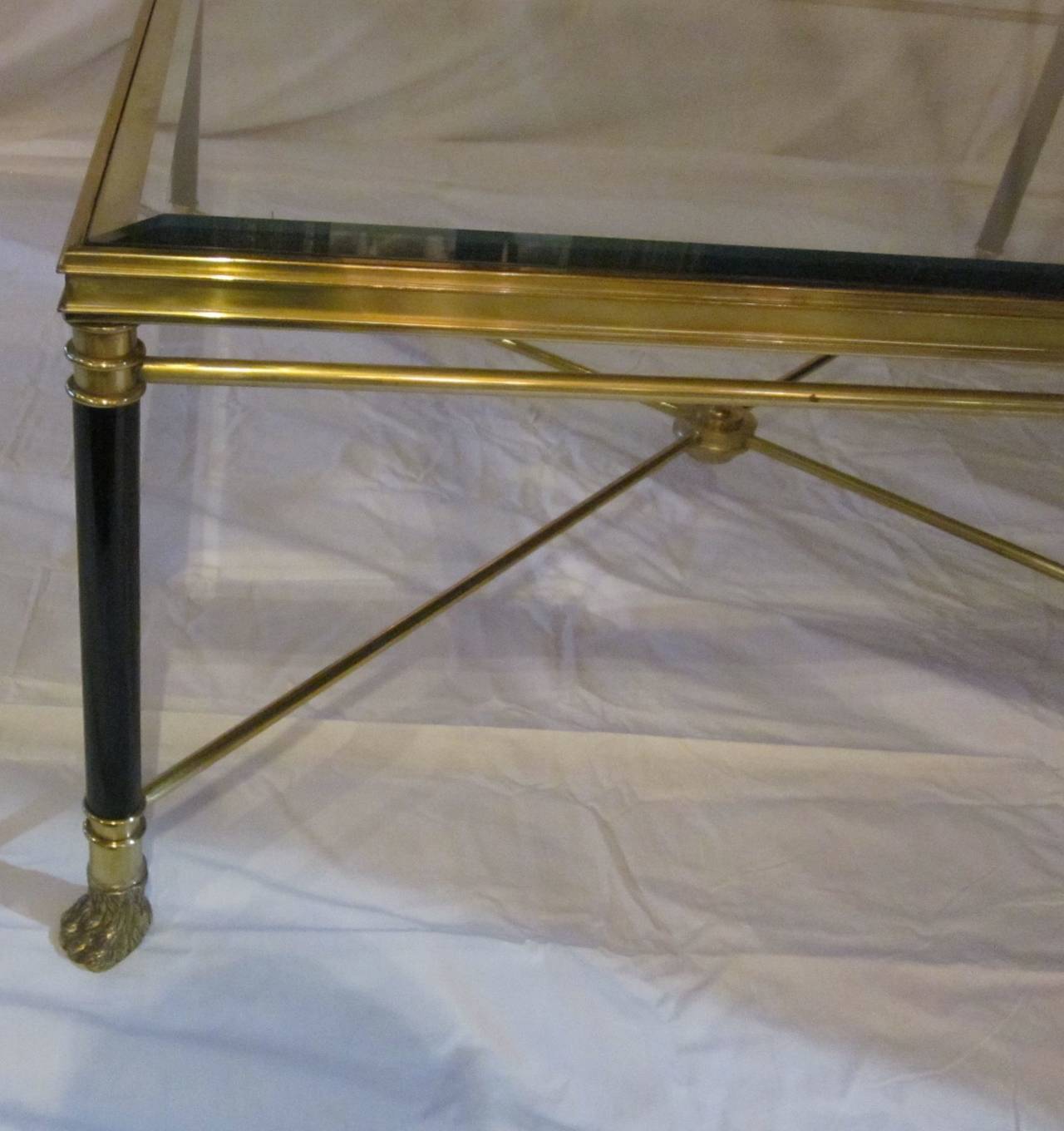 French Mid Century Brass And Glass Coffee Table 1