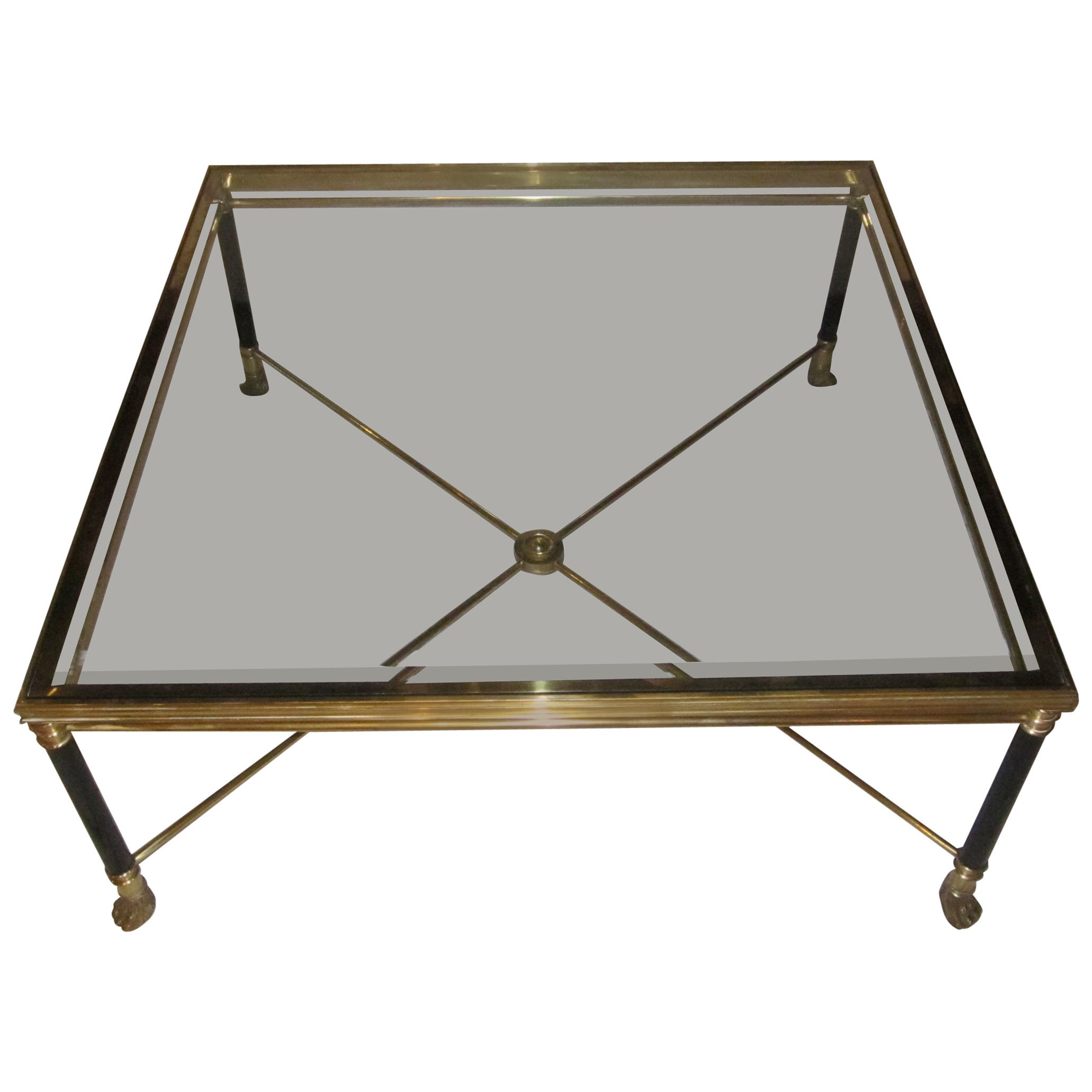 French Mid Century Brass And Glass Coffee Table