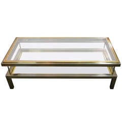 1960's Belgian Brass and Nickle Vitrine Coffee Table