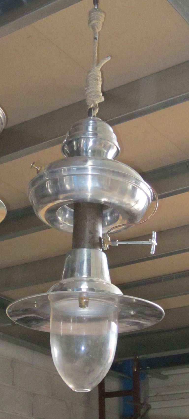 1940's French Pair Glass Globe Industrial Lights