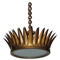 1940's Spanish Gold Guild Crown Chandelier