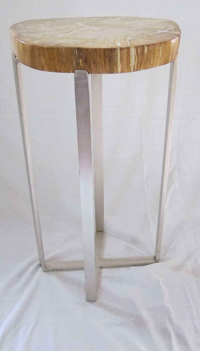 Petrified Rust Wood Slice Top Side Table at 1stdibs