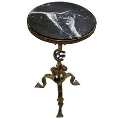 1960s Round Marble Top with Metal Base Cocktail Table, Spain