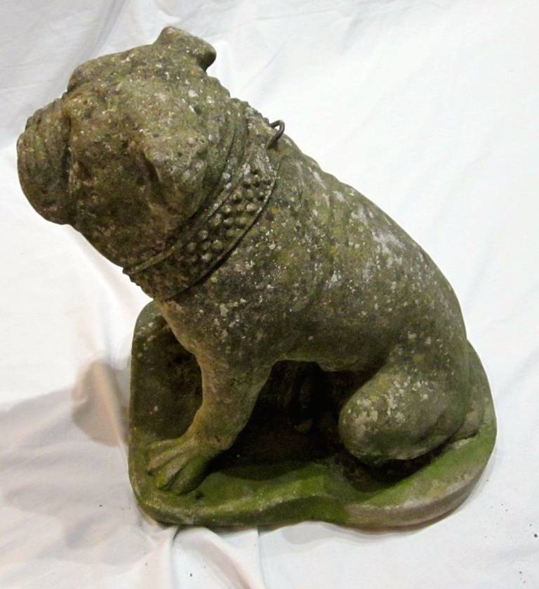 Composition Stone Bulldog Statue, England, 1920s