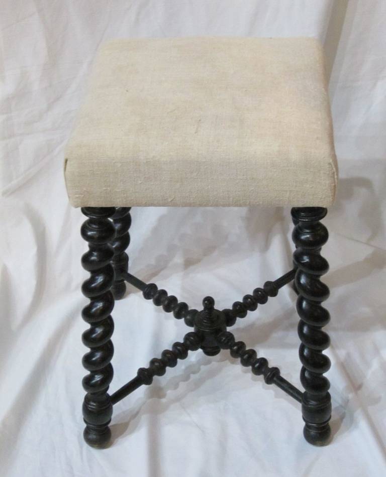 French Napoleon III Upholstered Foot Stool, circa 1890 France
