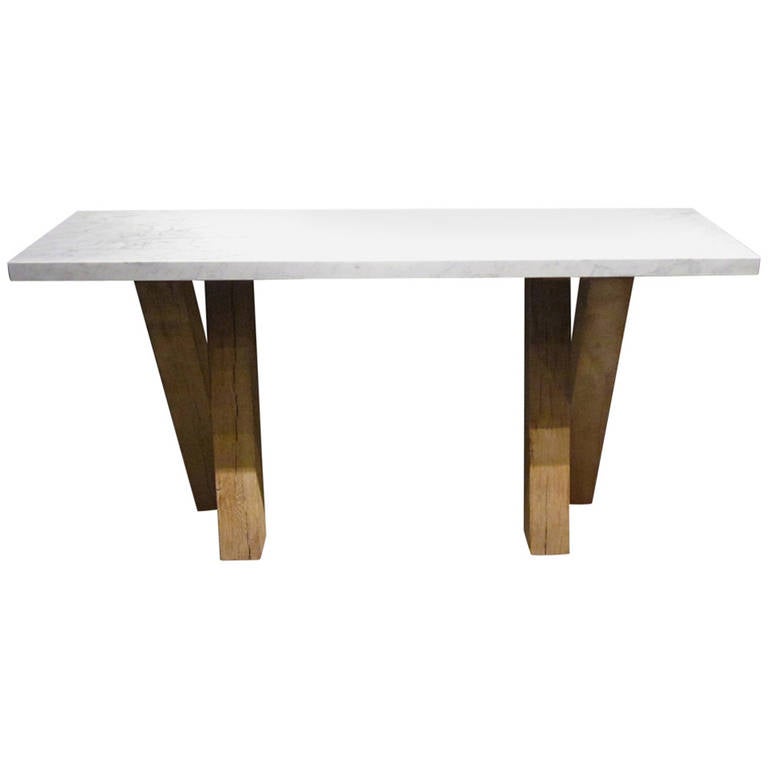 Carrera Marble Top, Vintage Base, Console Table, Belgiam at 1stdibs