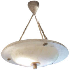 Antique Alabaster Chandelier, France, 1920s