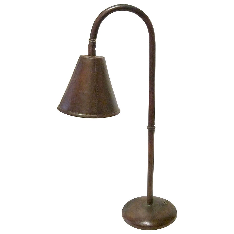 Mid-Century Valenti Burgundy Leather Desk Lamp, Spain, 1960s