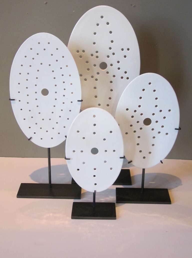 Set Of Four Porcelain Fish/Cheese Drains
