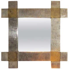 French Silver And Brass Mirror