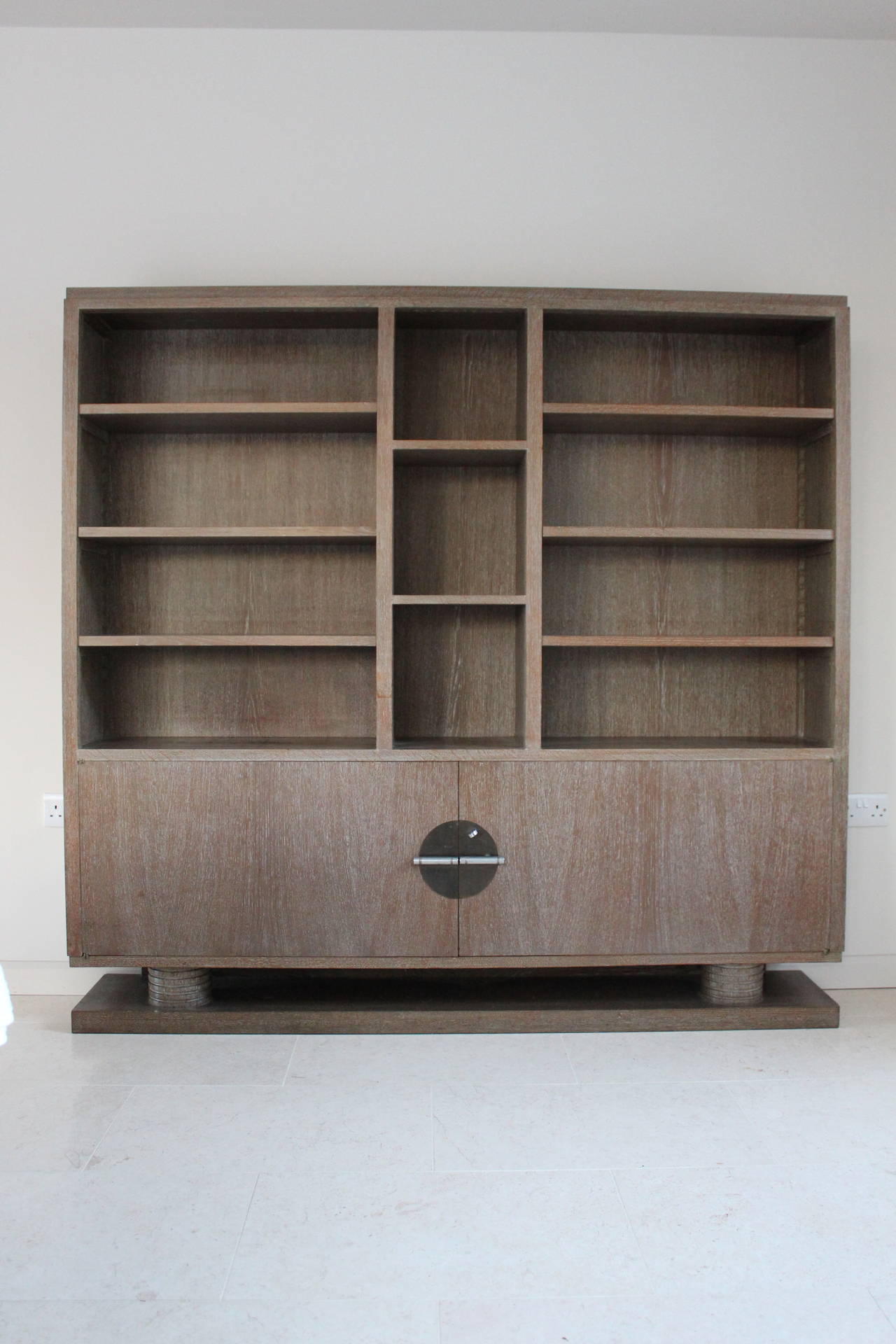 Cerused Oak Bookcase/Shelving Unit, France, 1930s
