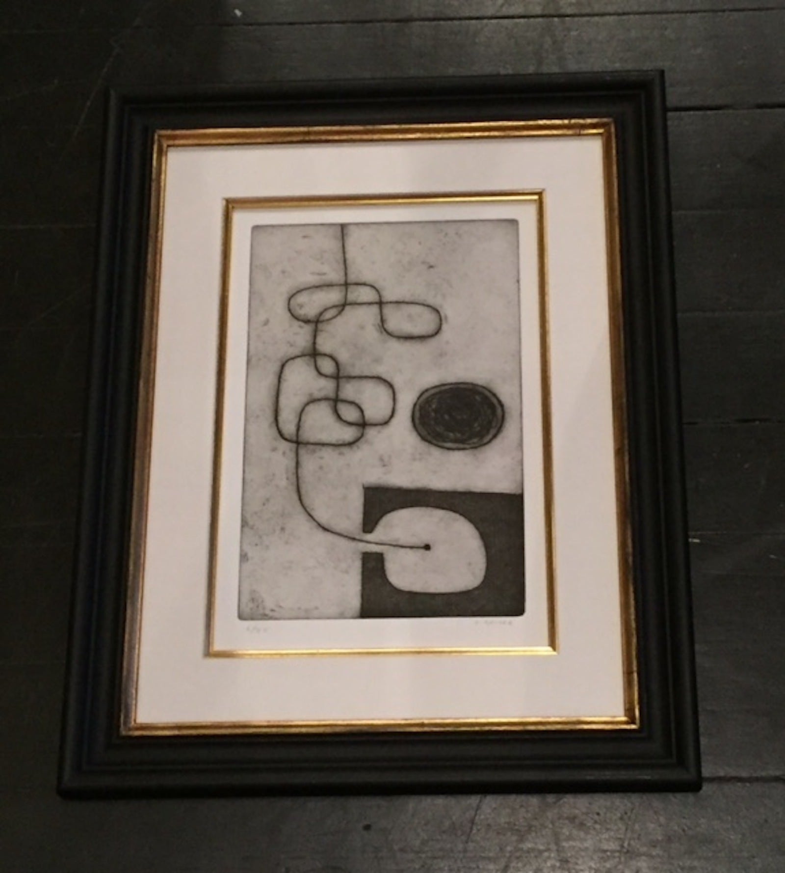 Black and White Abstract Etching by English Artist Oliver Geiger, Contemporary