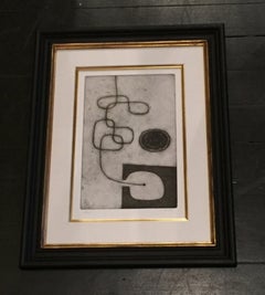 Black and White Abstract Etching by English Artist Oliver Geiger, Contemporary
