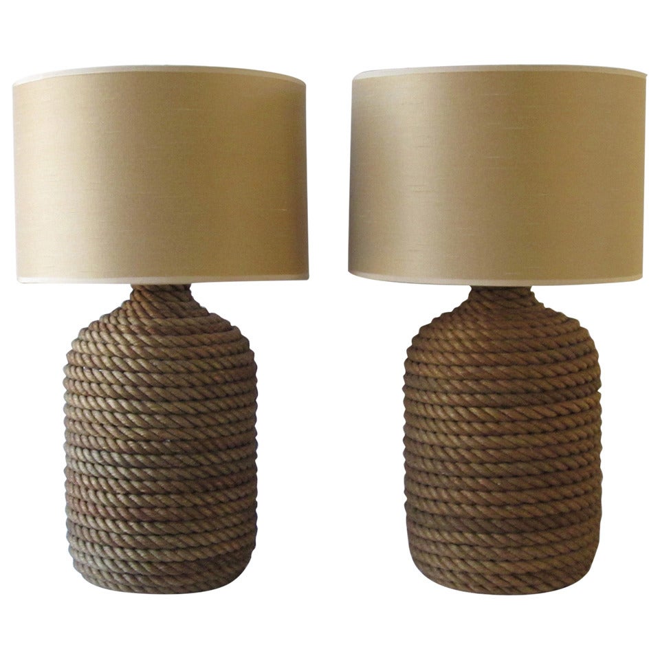 Pair of Bottle Rope Lamps