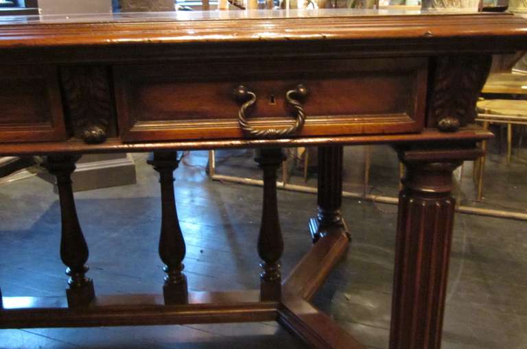 19th Century Three-Drawer Desk with Hidden Pullouts, France 1