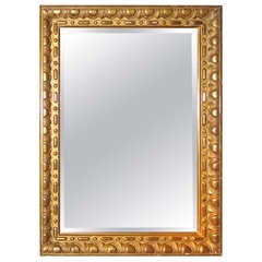 19th c. French Large Gold Gilt Patterned Mirror