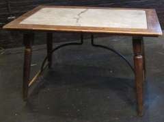 19th c. Spanish Pair Marble Insert Side Tables
