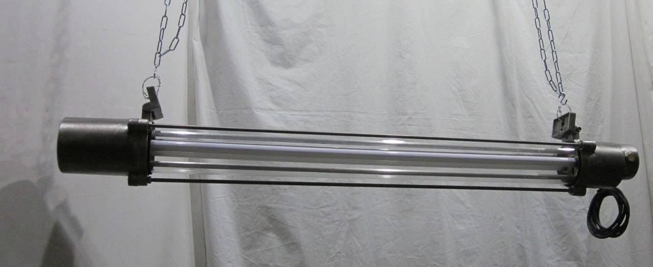 Industrial Brushed Metal Tube Light, Dutch, 1940s at 1stDibs